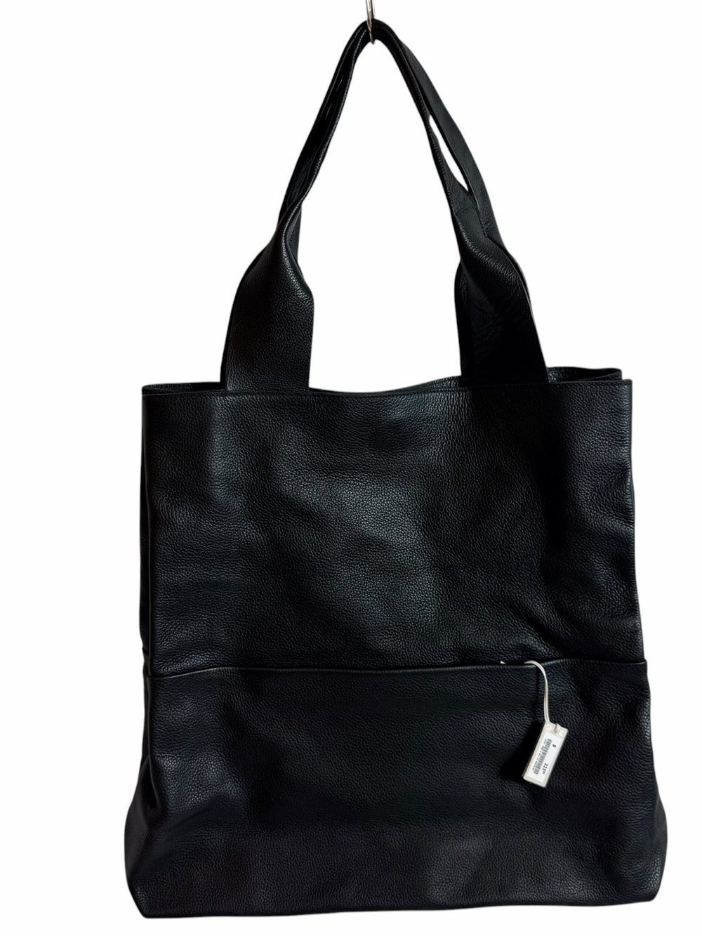 COS Black Pebbled Leather Tote Bag Gold Zip Front Pocket - Picture 11 of 11